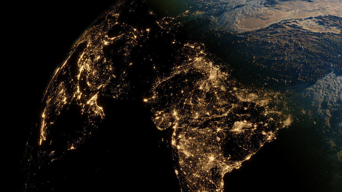 A map showing parts of the Global South set alight by connections and development, representing the ongoing transformation and growth in these regions