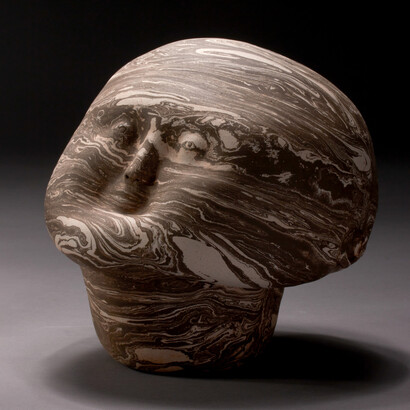Kristen Newell, Jupiter, 2021, stoneware and porcelain, signed and dated on bottom. Courtesy of the artist and Wolfs Gallery