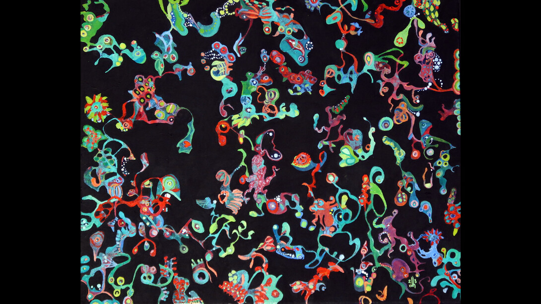 Callie Hirsch, Submergence XII, 2023, acrylic on canvas, 16"x20". Courtesy of Kate Oh Gallery