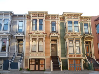 San Francisco, California. Viejas casas del distrito de Mission