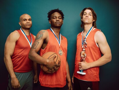 NBA team members stand united post competition showing shared success and team work