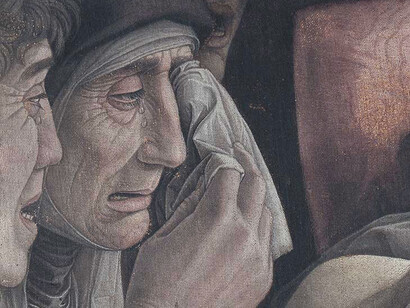 Andrea Mantegna, Il Cristo Morto, Accademia di Brera, Milano, particolare delle pie donne