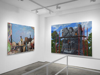 It Is What It Is, group exhibition featuring Xavier Daniels, Lynthia Edwards, Marcus Jansen, Frank Morrison, DaaPo Reo, Terron Cooper Sorrells, Phyllis Stephens, Michael Vasquez, exhibition view. Courtesy of Richard Beavers Gallery, New York