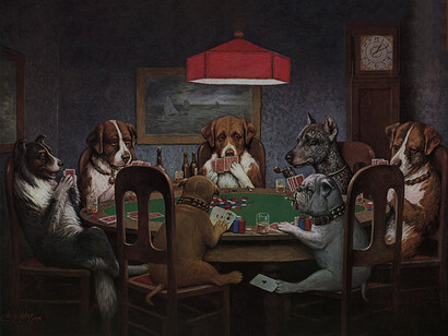 "Un amigo necesitado", de la serie Perros jugando al póker, Cassius Marcellus Coolidge