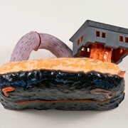 Wansoo Kim, 
Hanging Monster, 2024, Ceramic,
7 x 13.50 x 6.50 in. Courtesy of the artist and Red Arrow Gallery