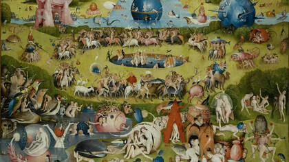 Panel central de «El jardín de las delicias» (c. 1500-1505), El Bosco, que muestra el falso paraíso de una humanidad entregada a la lujuria