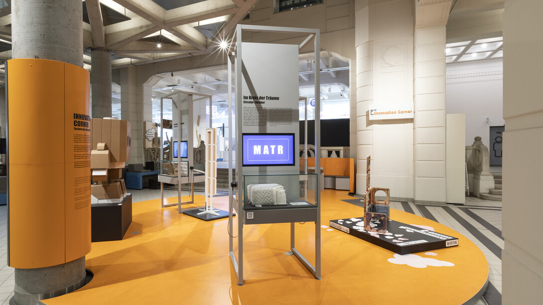 Innovation corner. Zukunft gestalten. Ideen zur kreislaufwirtschaft, ausstellungsansicht. Mit freundlicher genehmigung des Technischen Museums Wien