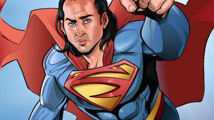 Ilustración con el rostro de Nicholas Cage como Superman