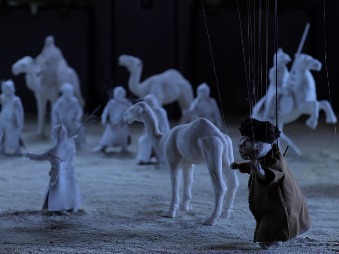 Wael Shawky, Cabaret Crusades: The Path to Cairo, 2012, HD video, color, sound, 60:00:53 min. Video still. Courtesy the artist and Sfeir-Semler Gallery, Beirut / Hamburg