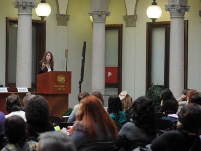 Tiziana Scalco a un convegno