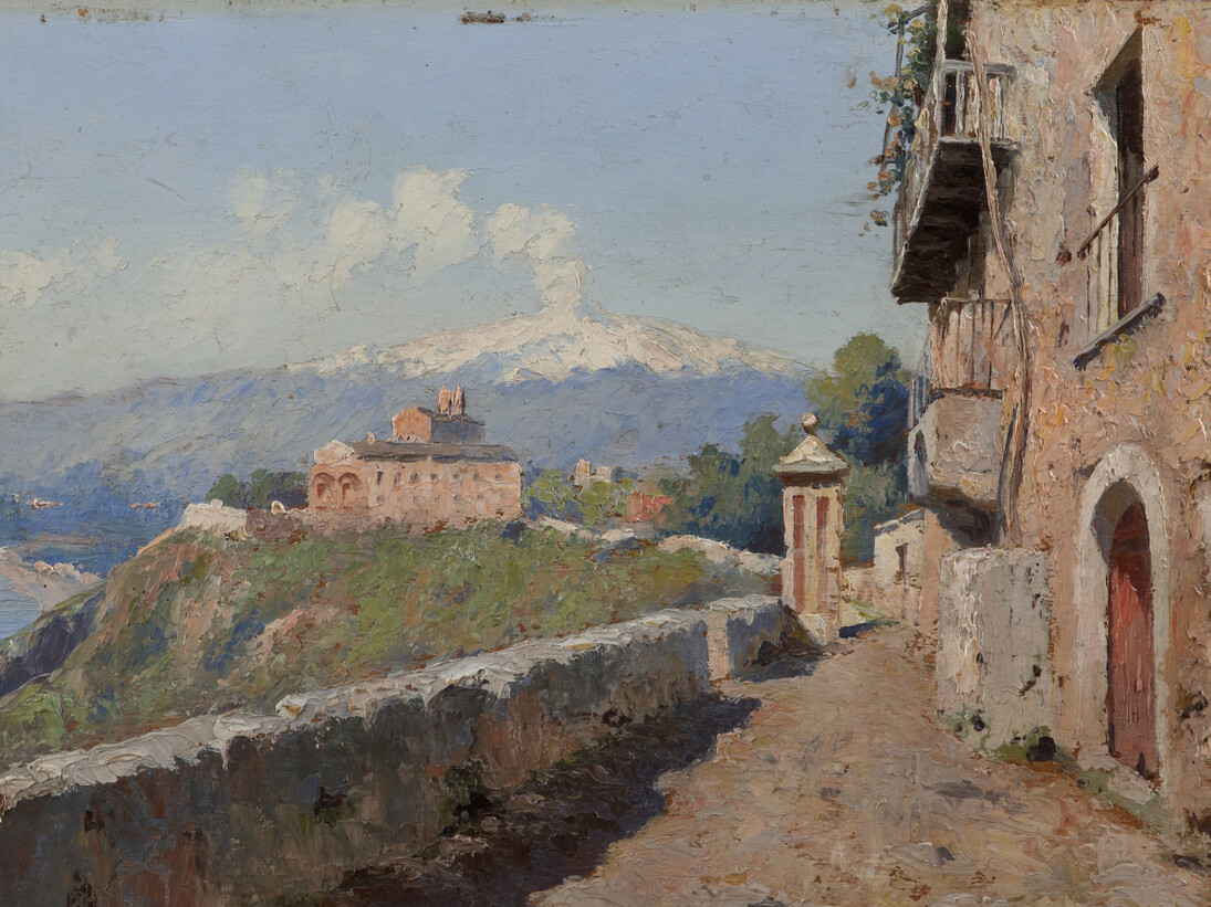 Mario Mirabella
Taormina. Veduta di San Domenico
1898-1910 ca
olio su tela
Collezione Antonello Governale, Palermo