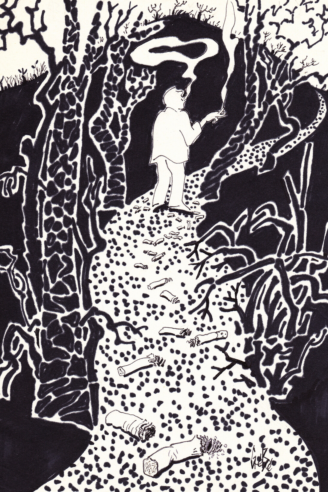 Promenade, 1975, marqueur, 20 x 30 cm, courtesy of galerie Anne Barrault