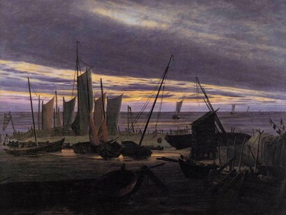 «Veleros en el puerto al atardecer» (1827-28), Caspar David Friedrich