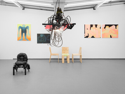 Camille Cottier,
Jean-Baptiste Durand and Patrick de Glo de Besses, Et pourquoi pas...exhibition view. Courtesy of Galerie Philippe Valentin