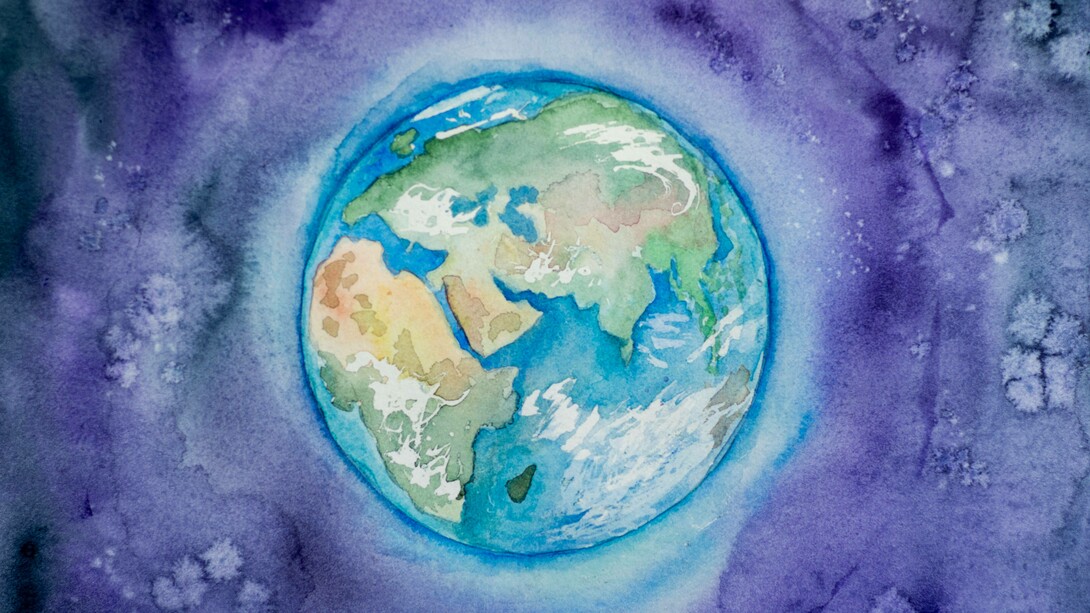 Illustrazione del pianeta Terra: "La Terra non appartiene all’essere umano, è l’essere umano che appartiene alla Terra"