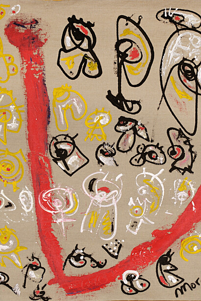 Jose Moreno, Personajes 3, Acrylic on Linen, 37" x 29"