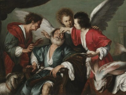 Bernardo Strozzi. La curación de Tobit. Esta escena es la conmovedora conclusión de la historia de Tobías, Museo de Arte de Cleveland