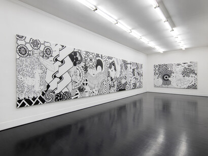 Maurizio Cannavacciuolo. Ophthalmosaurus fugax, 2018, olio su tela, 200 x 978 cm. Courtesy the artist and Galleria PACK Photo-credits: Maria Enquist