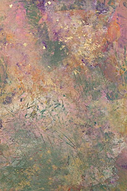 No Goal to be Attained, 2013 24 x 19, enamel paint and gold leaf on paper by Bruce Murphy