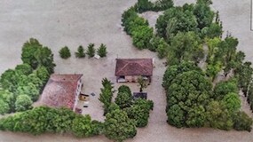 Vista dall'alto dell'inondazione avvenuta in Emilia Romagna, Italia 