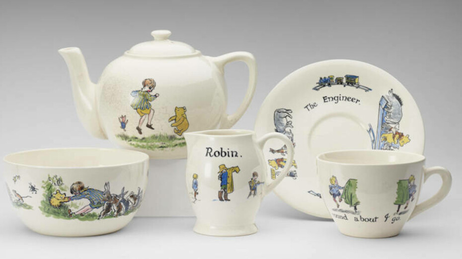 Christopher Robin ceramic tea-set presented to Princess Elizabeth, hand-painted, Ashtead Pottery, 1928. © Royal Collection Trust
