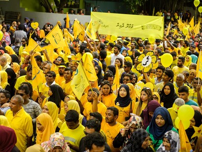 A protest in the Maldives calling for strengthening of democratic values