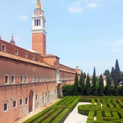 Labirinto Borges e Chiesa di San Giorgio Maggiore, Isola di San Giorgio, Venezia, Italia