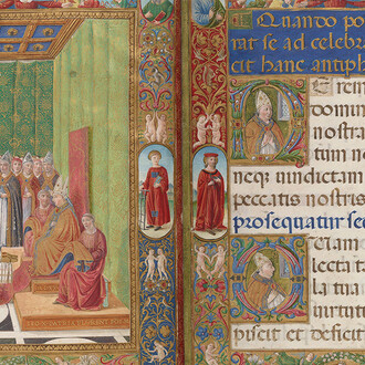 Attavante degli Attavanti, Pope Leo X vesting; Leo X praying, praeparatio ad missam of Leo X, Italy, Rome, 1520. Courtesy of the Morgan Library & Museum