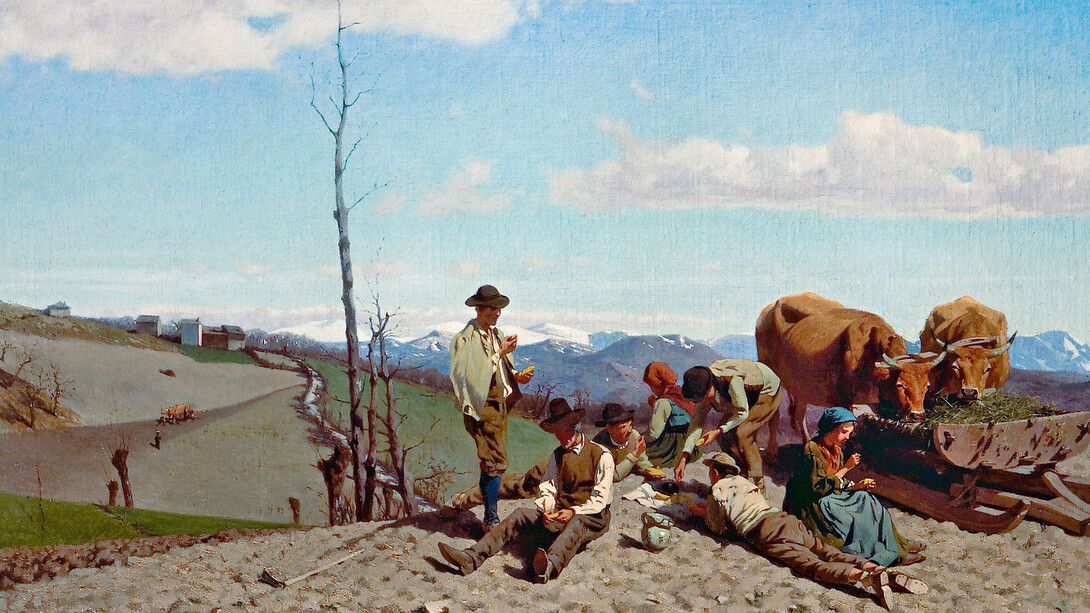 Stefano Bruzzi, Prime giornate di bel tempo, olio su tela 60,5 x 102 cm