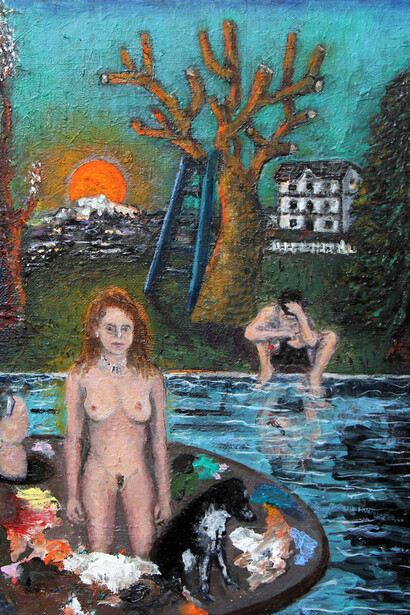 Éric Corne, L'arbre au coeur des échos tardifs, 2014, Huile sur toile, 27 x 35 cm, Courtesy Galerie Patricia Dorfmann, Paris