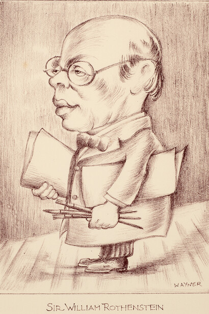 Mark Wayner,Caricature of Sir William Rothenstein, 1940, Stone lithograph on paper,
35.5 x 24 cm, Ben Uri Collection
© The Estate of Mark Wayner