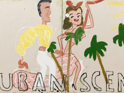 Rose Wylie, Cuban scene, 2016. Avec l’aimable autorisation du Zentrum Paul Klee