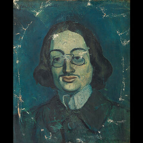 Pablo Picasso
Jaume Sabartés con quevedos 
París, finales de 1901. Óleo sobre tela. 46 x 38 cm. Museu Picasso, Barcelona. Donación Pablo Picasso, 1968. MPB 70.491. Museu Picasso, Barcelona. Fotografía, Gasull Fotografia.