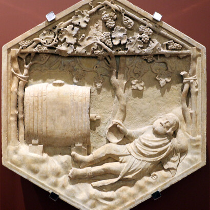 Formella del Campanile di Giotto, Ebbrezza di Noè