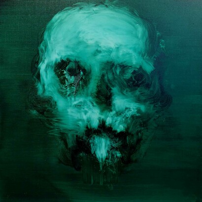 Skull 5, 2019, ink on canvas, 31 x 31 in. 