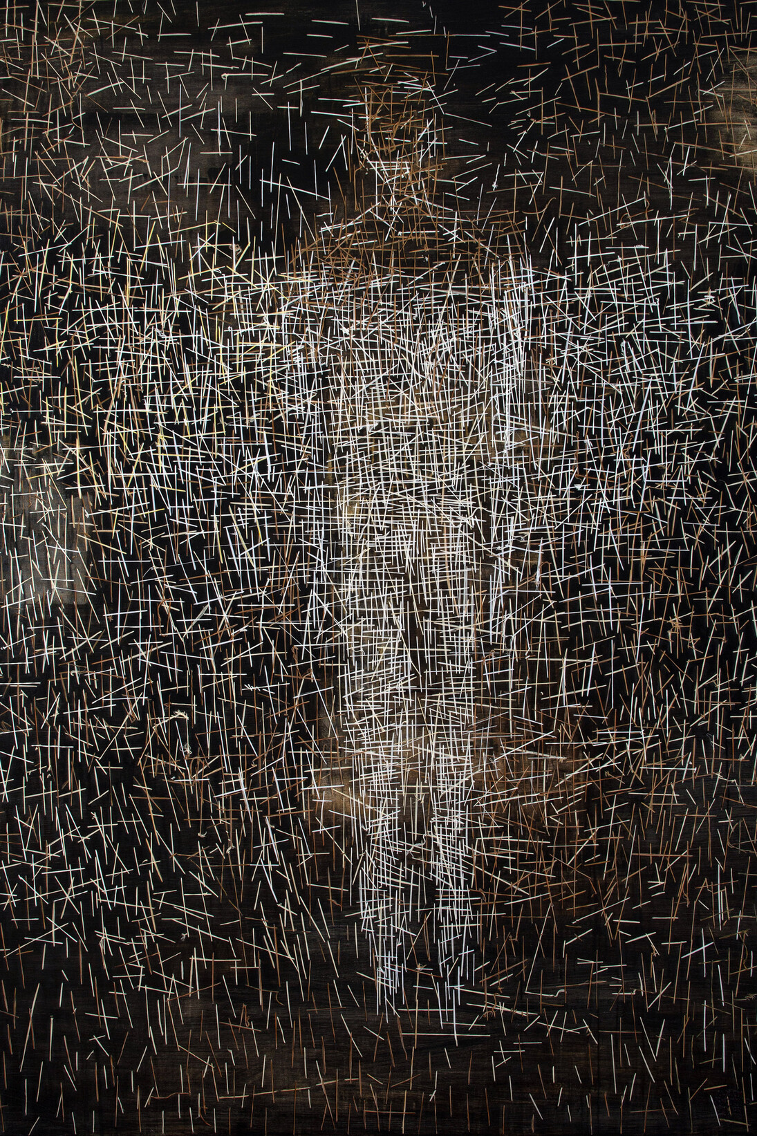Gatot Pujiarto, Meditation (Meditasi), 2015, Acrylic, textiles and thread on canvas, 200 x 150 cm; 78 3/4 x 59 in.