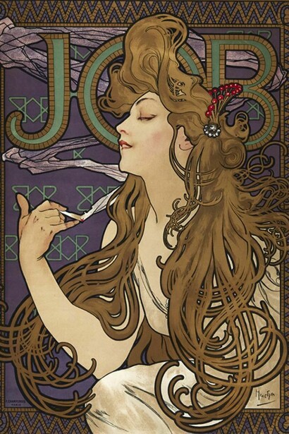 Alphonse Mucha (1860-1939), Job, 1896, Colour lithograph, gold plated, 59 x 44.5 cm, Arwas Archives, Photo credit: Pete Huggins