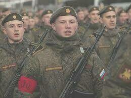 Russian soldiers armed and prepared to go to battle