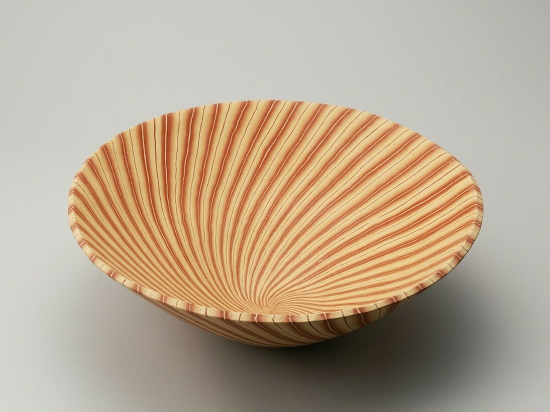Ito Sekisui V, Mumyōi Neriage; Large Bowl with Line Patterns , 2016. Courtesy of Onishi Gallery