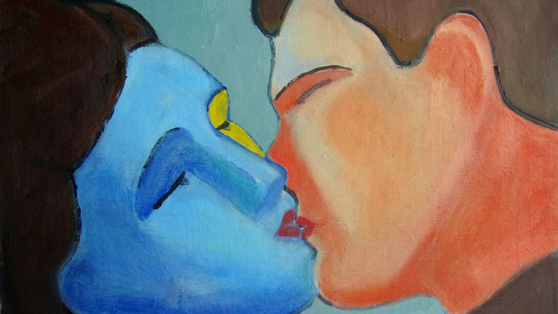 Sandro Chia, Quasi un bacio / Almost a Kiss, 2014, oil on canvas, 50 x 60 cm