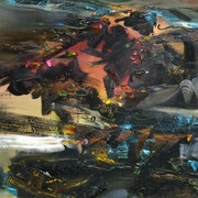 Pupuk Daru Purnomo, Terapung, 2018, oil on linen, 200 x 200 cm © Pupuk Daru Purnomo, courtesy of Mizuma Gallery