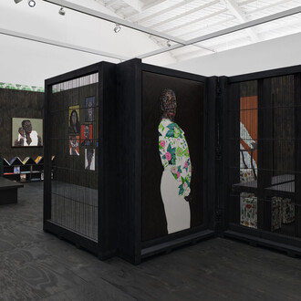 Amoako Boafo, I bring home with me, exhibition view. Courtesy of Roberts Projects 
