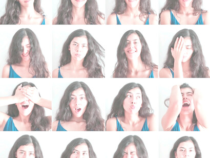 A collage of different emotions from a female