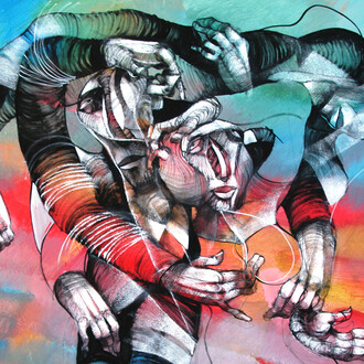 Family, 100+ù120, acrylic on canvas. Detail