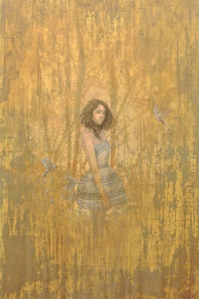 Federico Infante, Into the woods, 2015, acrilico su tela, cm. 121x76, courtesy Punto sull'Arte, Varese