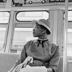 Bill Rauhauser, Woman on Bus (detail), C. 1955-1960, Framed Pigment Print On Archival Paper, 28.5 X 28.5 Inches, Edition Of 7. Courtesy Hill Gallery, Birmingham, MI. Copyright Bill Rauhauser