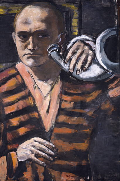 Self-Portrait with Horn, Max Beckman, 1884 d. 1950, 1938, Oil on canvas