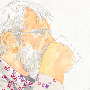 Mieko Meguro, Dan drinks coffee, March 2012, 21.9 x 27 cm