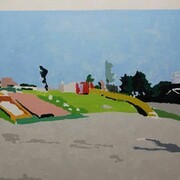 Toshio Miyaoka, Landscape, The suburbs, 2007, 89.4 x 145.5, cm oil on canvas