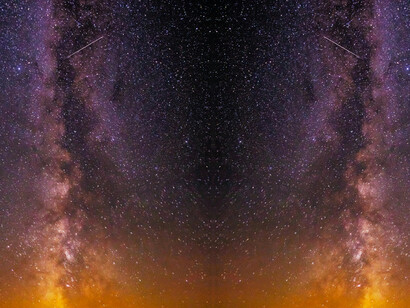 Mirrored galaxies meet each other